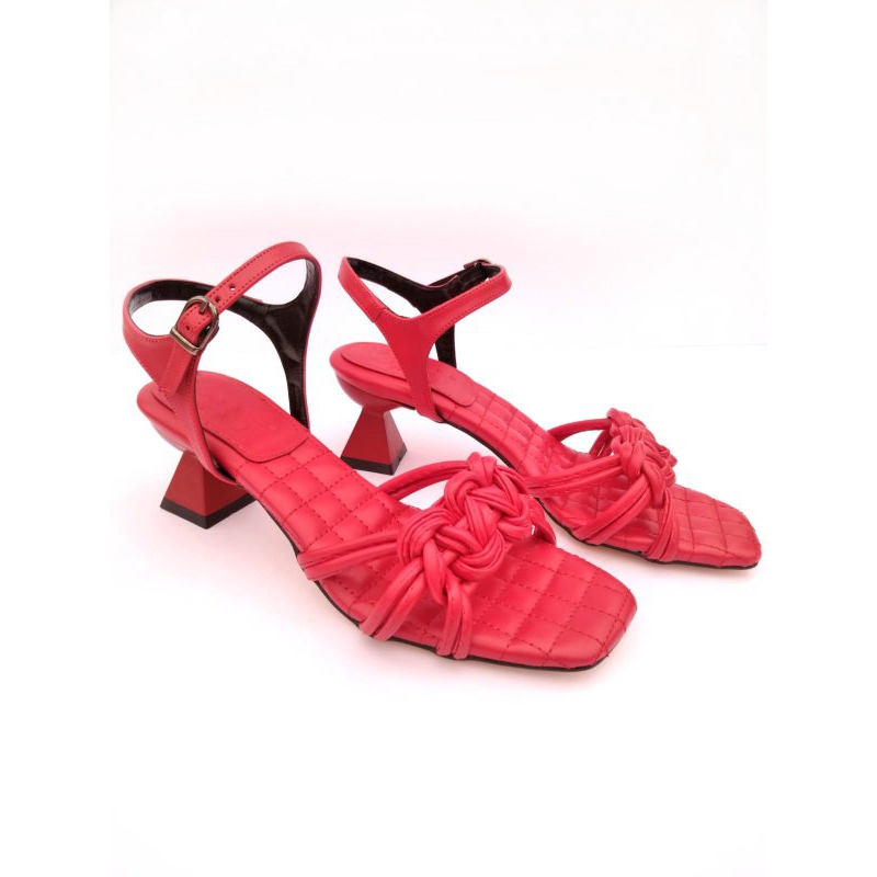 Nari Kırmızı Örgü Topuklu Ayakkabı